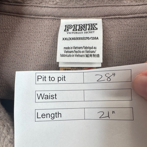 PINK by Victoria's Secret Reverse Fleece Cropped Polo Sweatshirt Rose - Picture 13 of 13